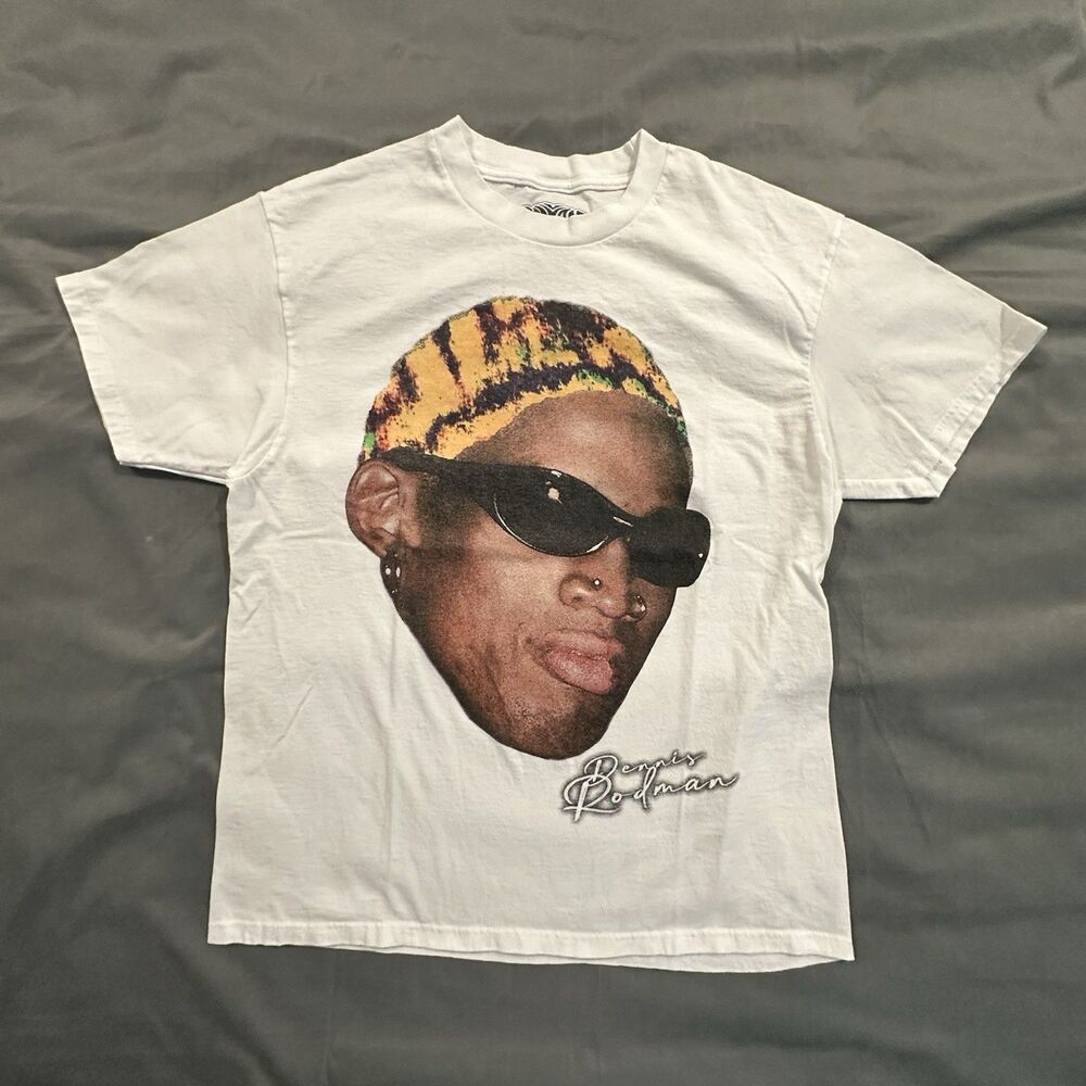 Rodman Apparel Shirt Mens L White Dennis Rodman Graphic Basketball Tee Y2K Style